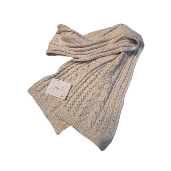 Cable Knit Ivory Scarf 100% Wool - Picture 5 of 6